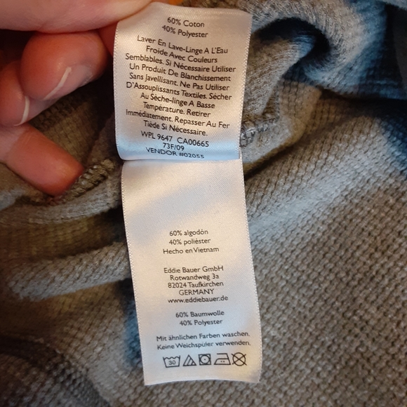 EDDIE BAUER THERMAL WAFFLE KNIT HENLEY in Light Heather Gray MENS SIZE 2XL. - Picture 8 of 13